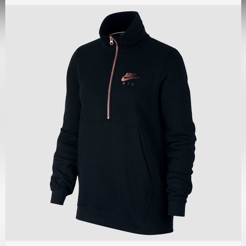 Nike Air Black Rose Gold 1/2 Zip Pullover Sweatshirt Small